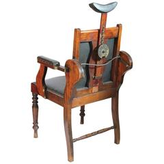 Unique Antique American Leather and Wood Adjustable Chair 6