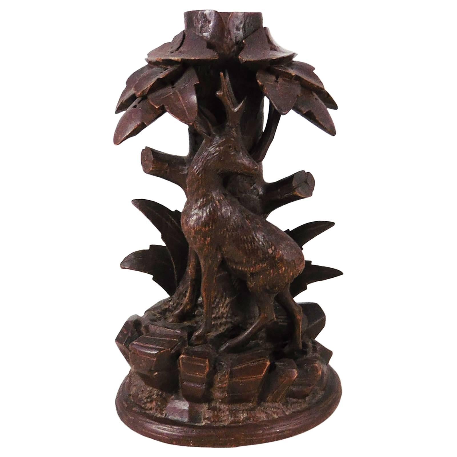19th Century Black Forest Chamois Candelstick