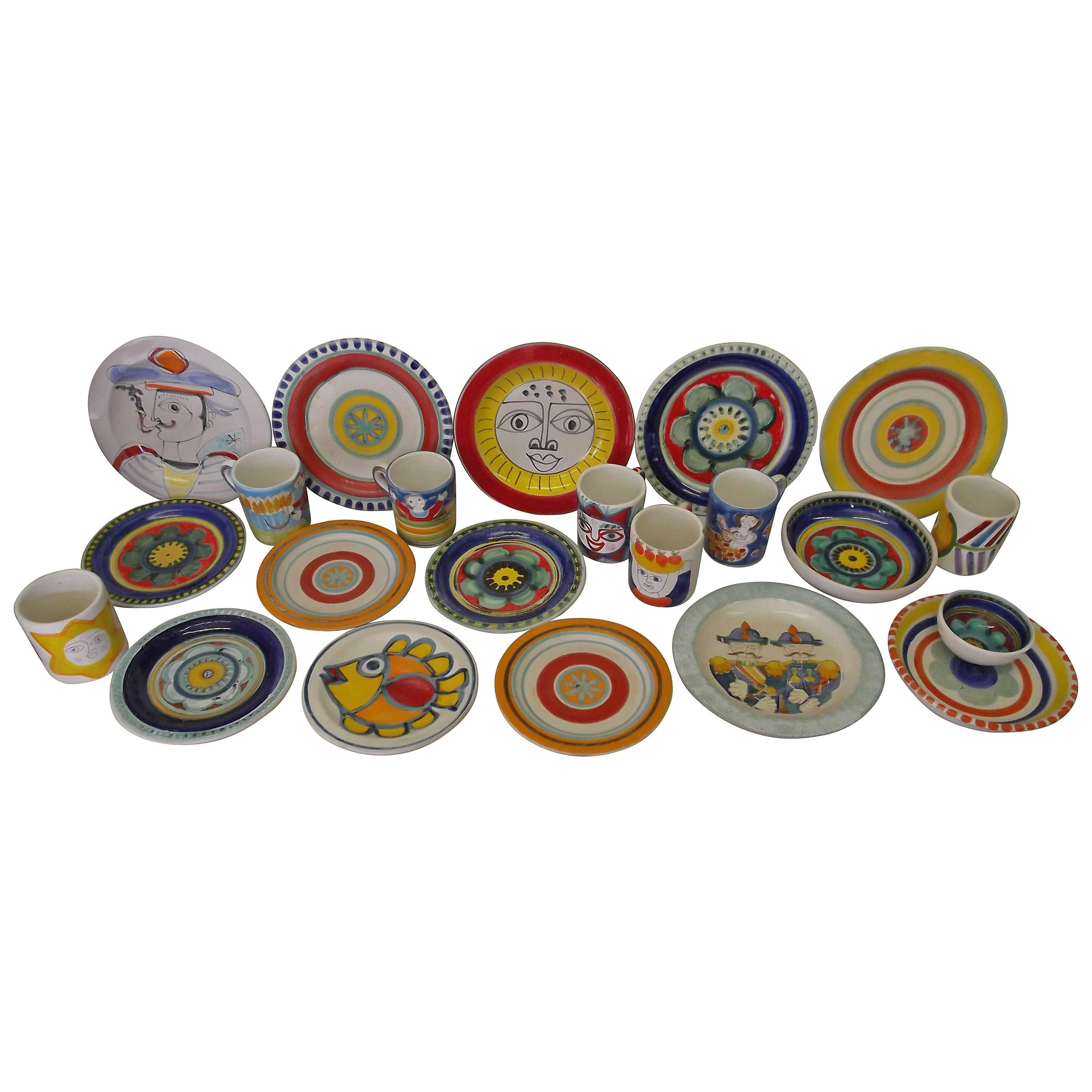 22 Pieces Lot 1960s DeSimone Italian Pottery Dishes