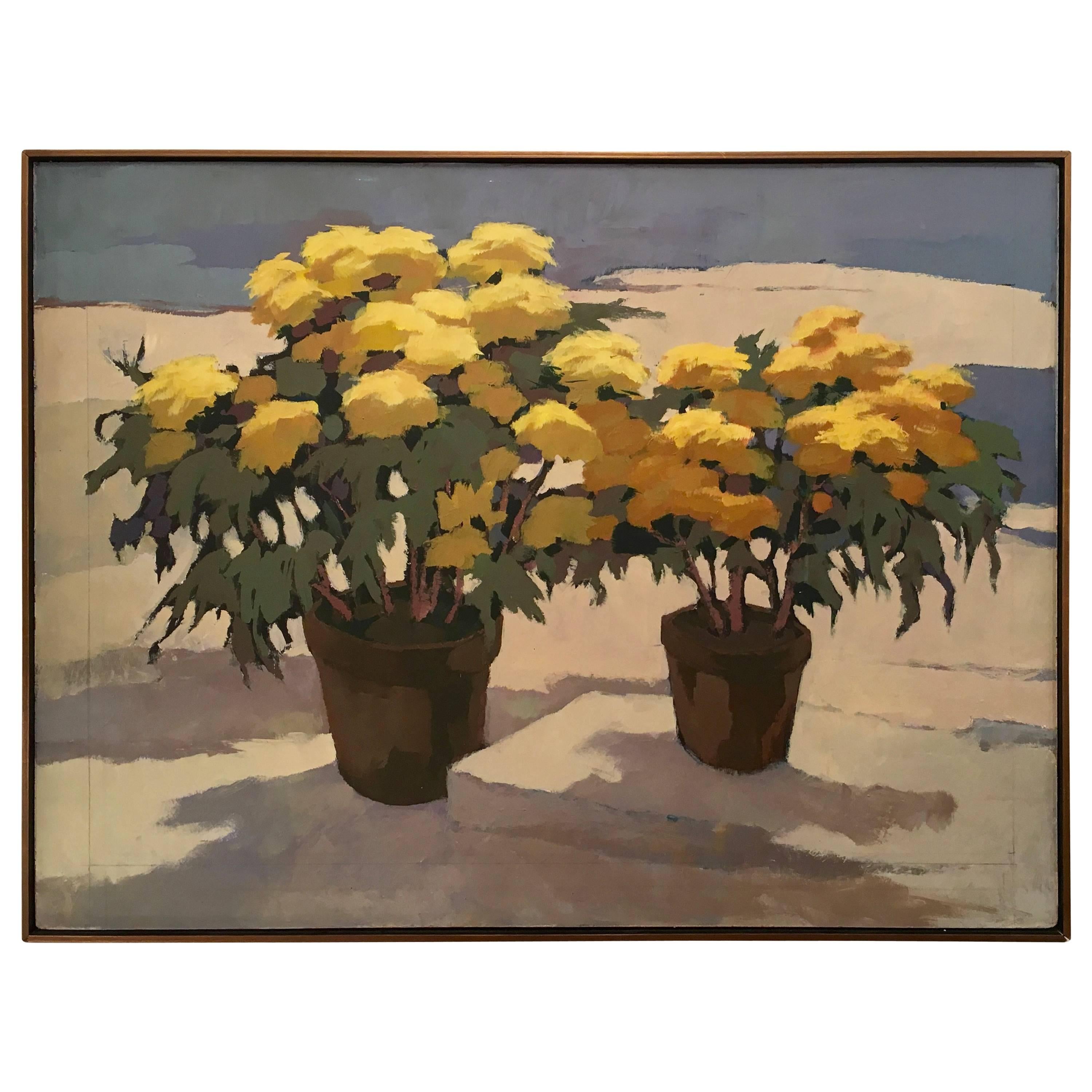 Large Painting of Yellow Flowers by Mimi Korach For Sale