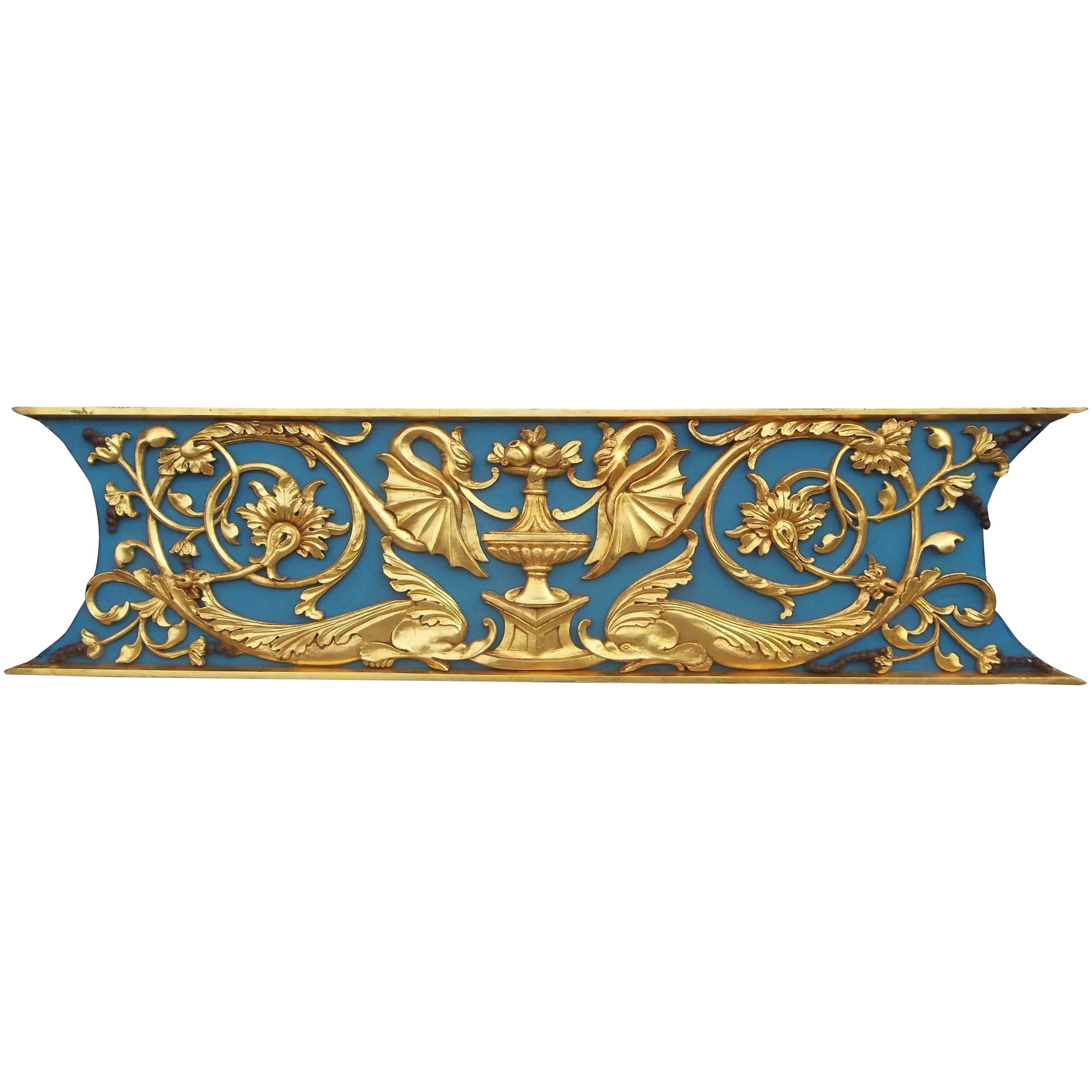 Large Italian Neoclassical Style Gilt and Painted Overdoor Panel