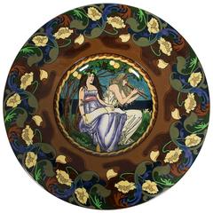 British Art Nouveau Period Wall Plate by Frederick Rhead for Foley, circa 1900 9