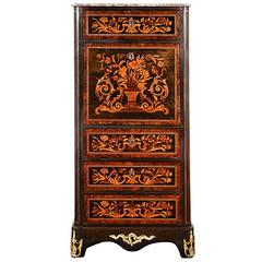 Highly Inlaid Antique Secretaire Circa 1880