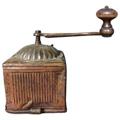19th Century French Tin Coffee Grinder with Original Finish