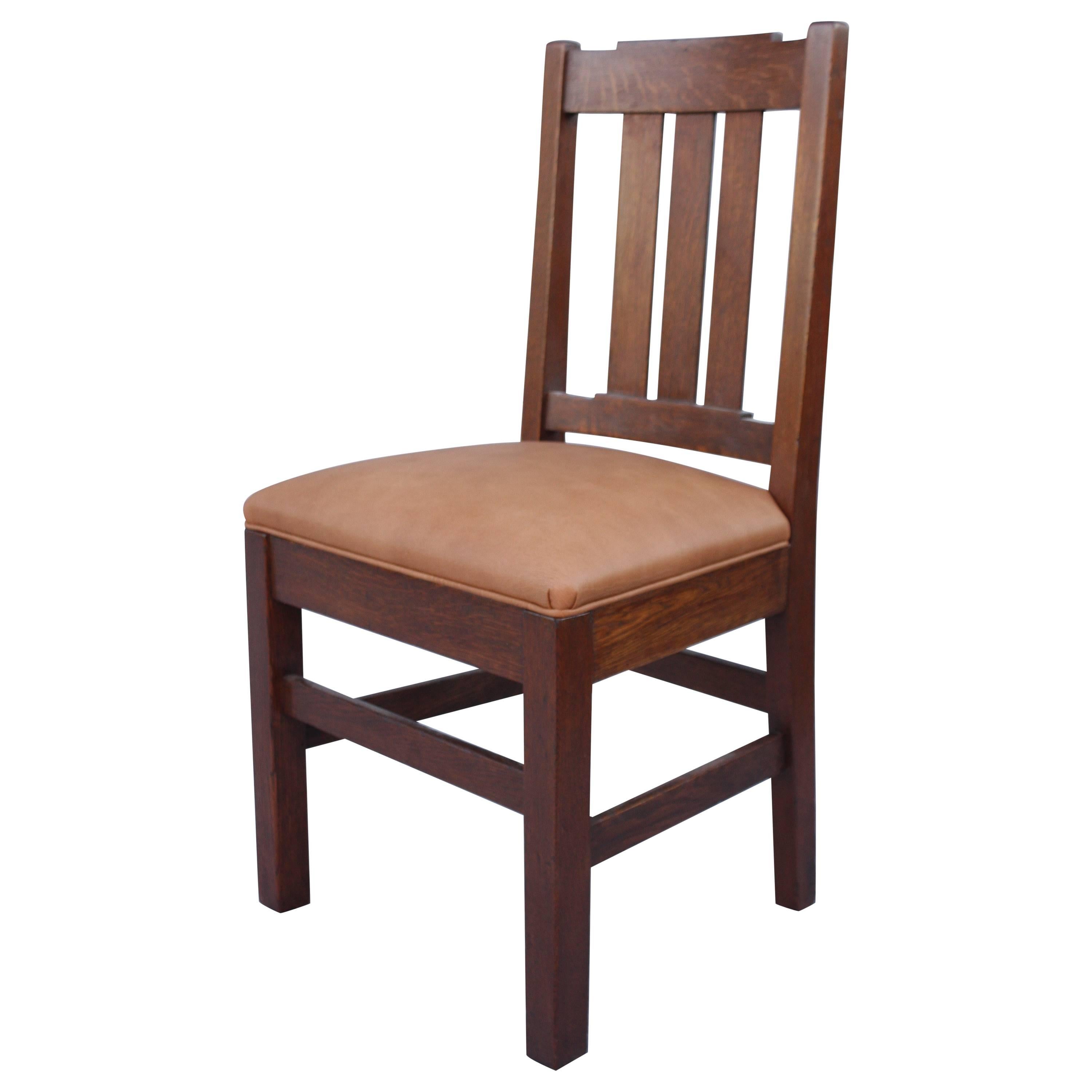 1910 Arts & Crafts Oak Side Chair For Sale