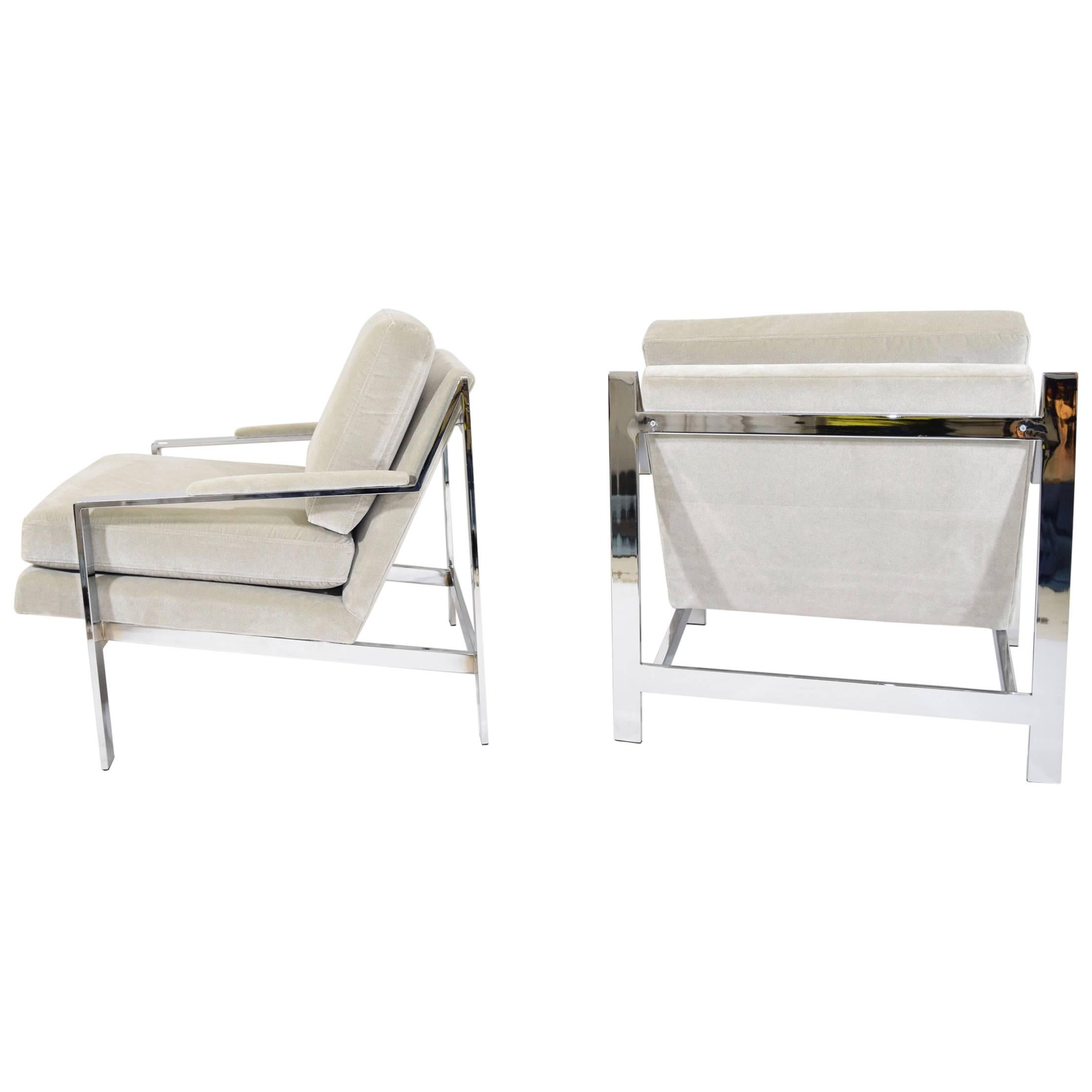 Pair of Milo Baughman Style Lounge Chairs
