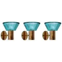 Three Emerald Seguso Sconces 6