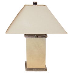 Richard Lindley Faux Painted Parchment Lamp with Lucite Base and Top