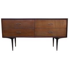 Modern Curved Four Drawer Italian Walnut Modern Dresser 11