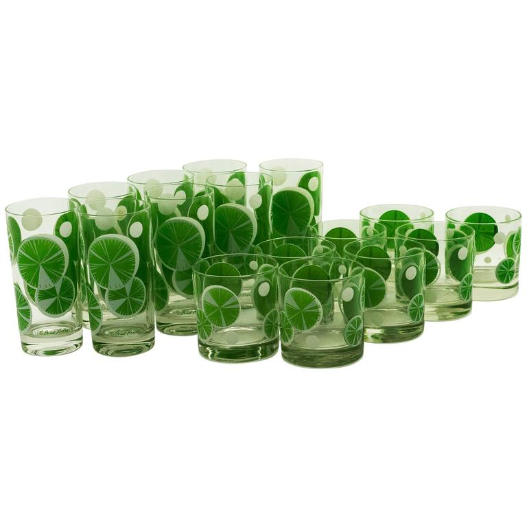Set of 16 Lime Pattern Barware by Legendary Designer Fred Press at 1stDibs