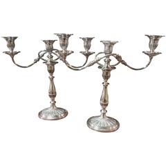 Pair Silver Plate Candelabras by Wallace