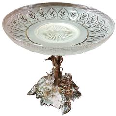 Cut Crystal 
Silver Plate Centerpiece / Compote