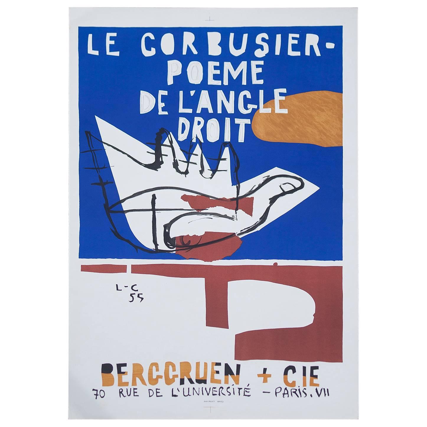 Rare Corbusier Exhibition Poster Poeme De L’Angle Droit, 1955