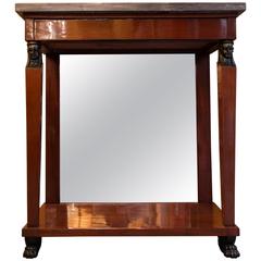 Fine French Consulate Period Mahogany Console with a Bleu De Turquin Marble Top