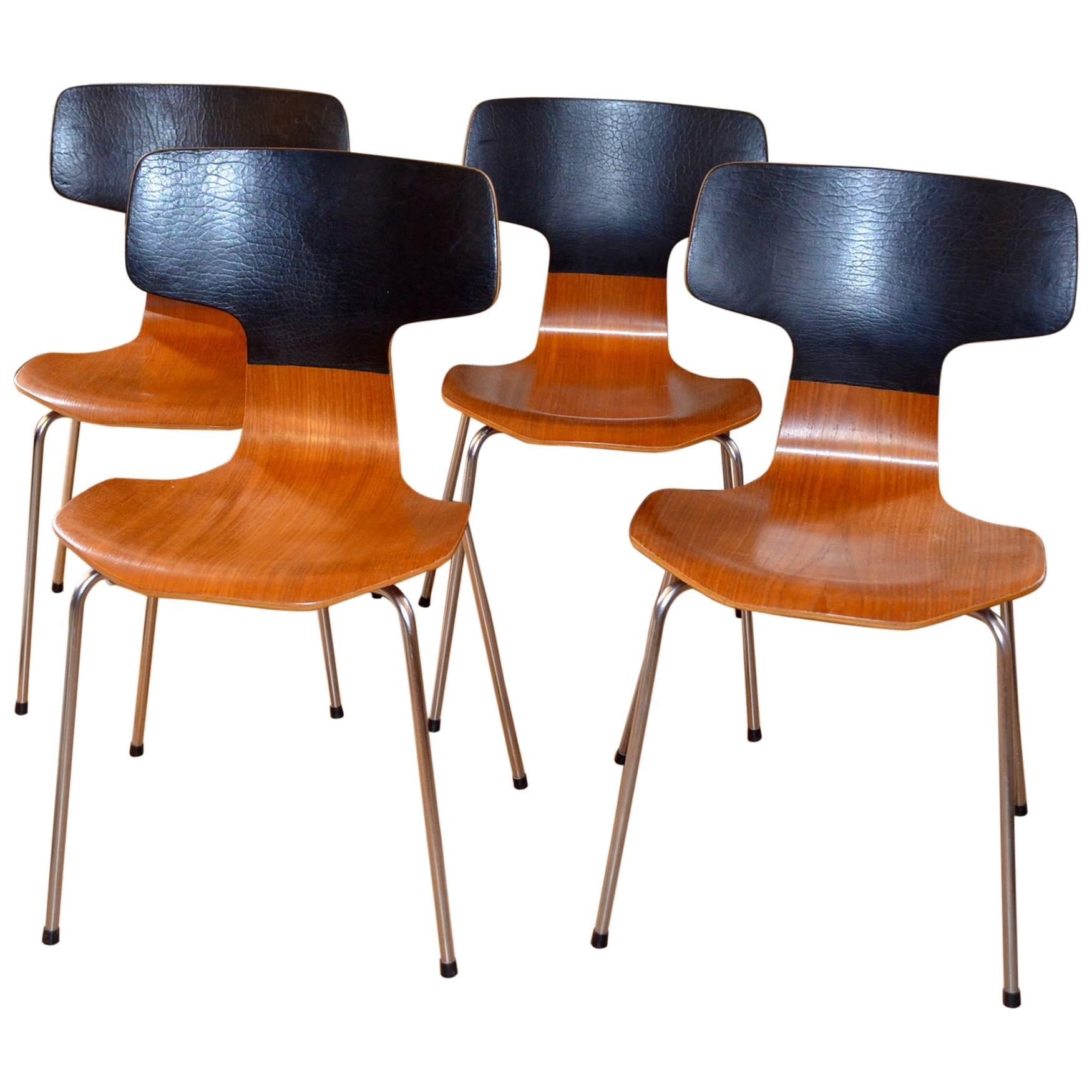 Set of four Hammer Chairs 3103 by Arne Jacobsen for Fritz Hansen, 1970 For Sale