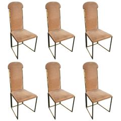 Six Willy Rizzo Dining Chairs in MéTal and Gold Chrome 3