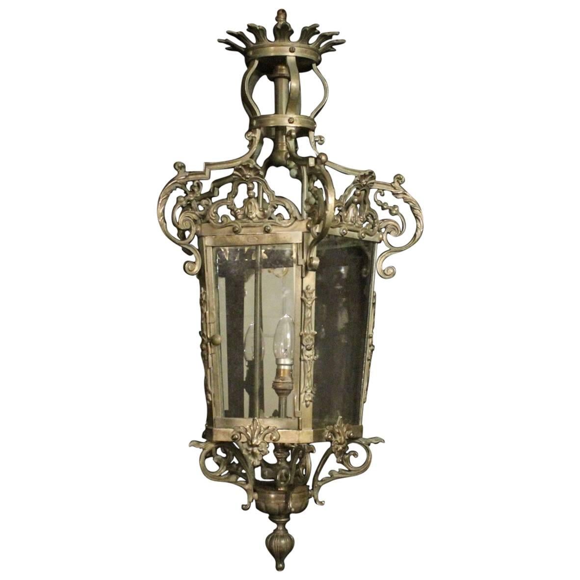 French Bronze Gasolier Antique Hall Lantern