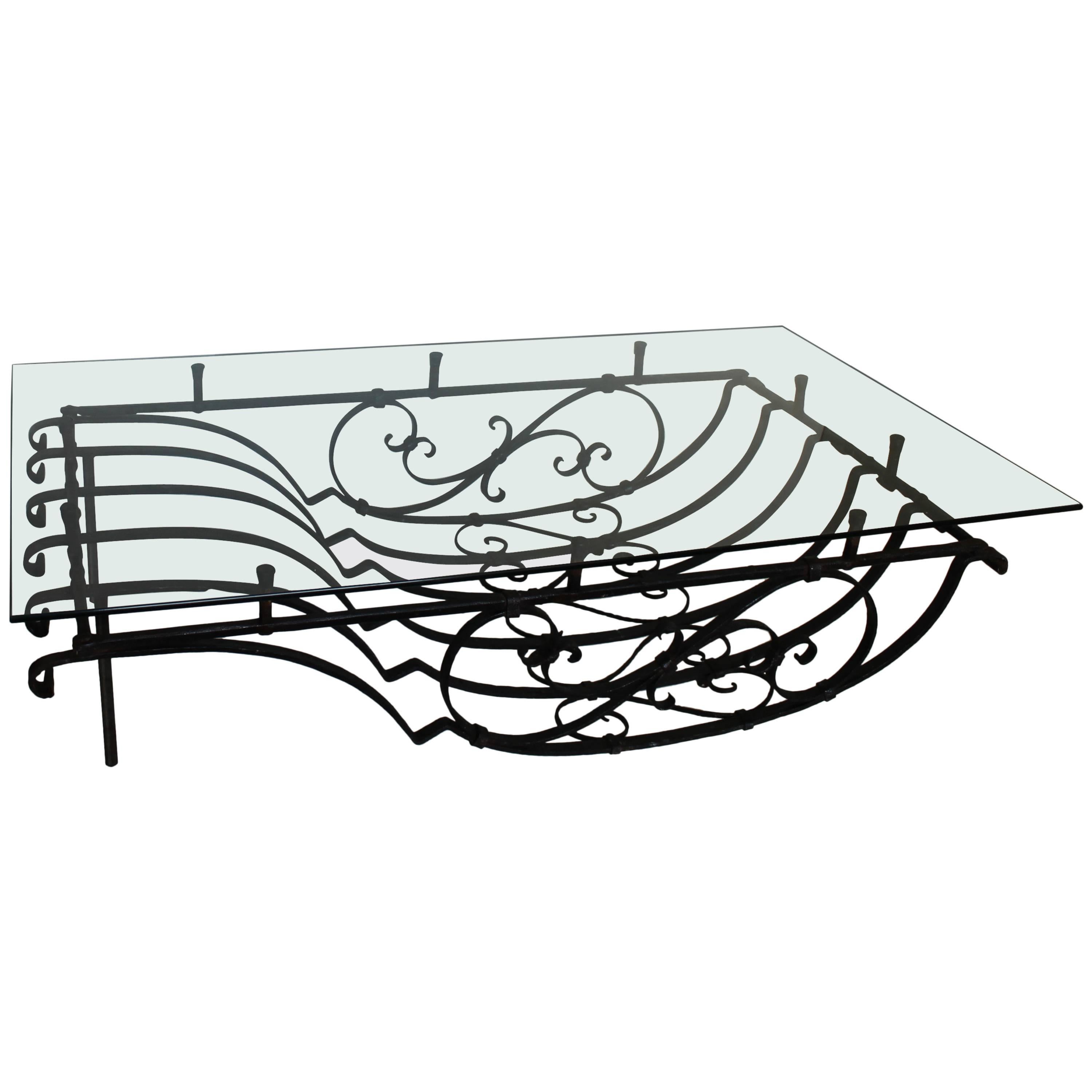 Glass and Iron Grating Big Coffee Table For Sale at 1stDibs