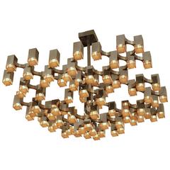 Exceptional 81 Cubes Sciolari Chrome Chandelier , 1970s , Italy