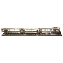 Mid-Century Polished Aluminum Train Model, Table Lamp with LED Lights
