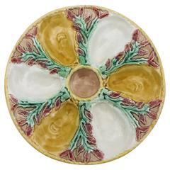 19th Century Majolica Yellow & White Oyster Plate S. Fielding and Co