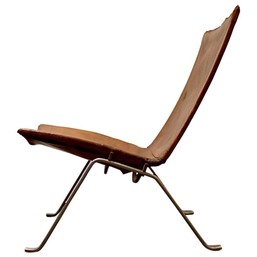 Early PK22 by Poul Kjaerholm with Nickel Frame and Original Tan Leather