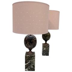 Pair of Maison Charles Marble Lamps