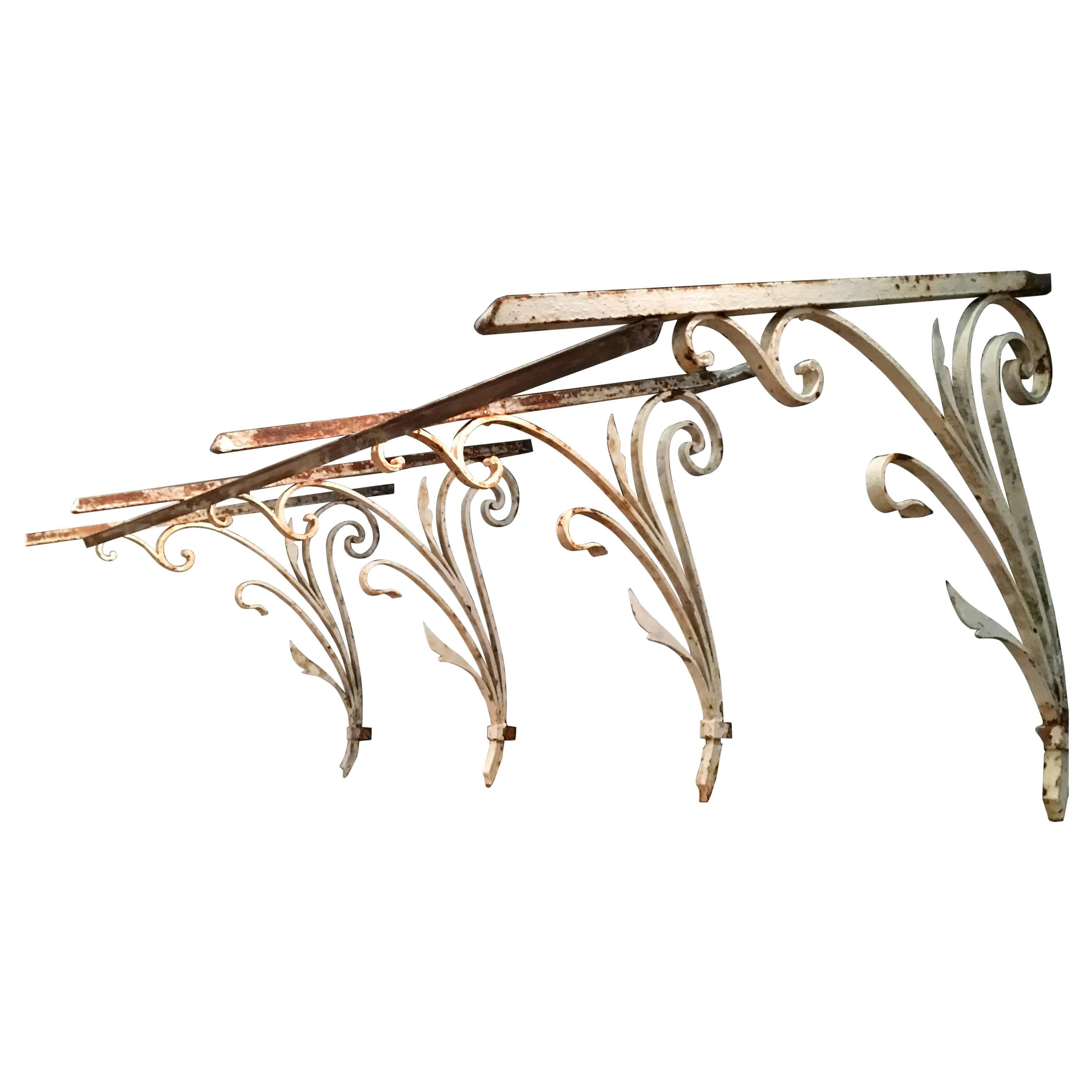 French Art Nouveau Wrought Iron Marquis or Arbor