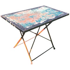 French Wrought and Sheet Iron Folding Garden Table in Original Paint