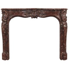 Beautiful Louis XV Style Rouge Royale Marble Mantel