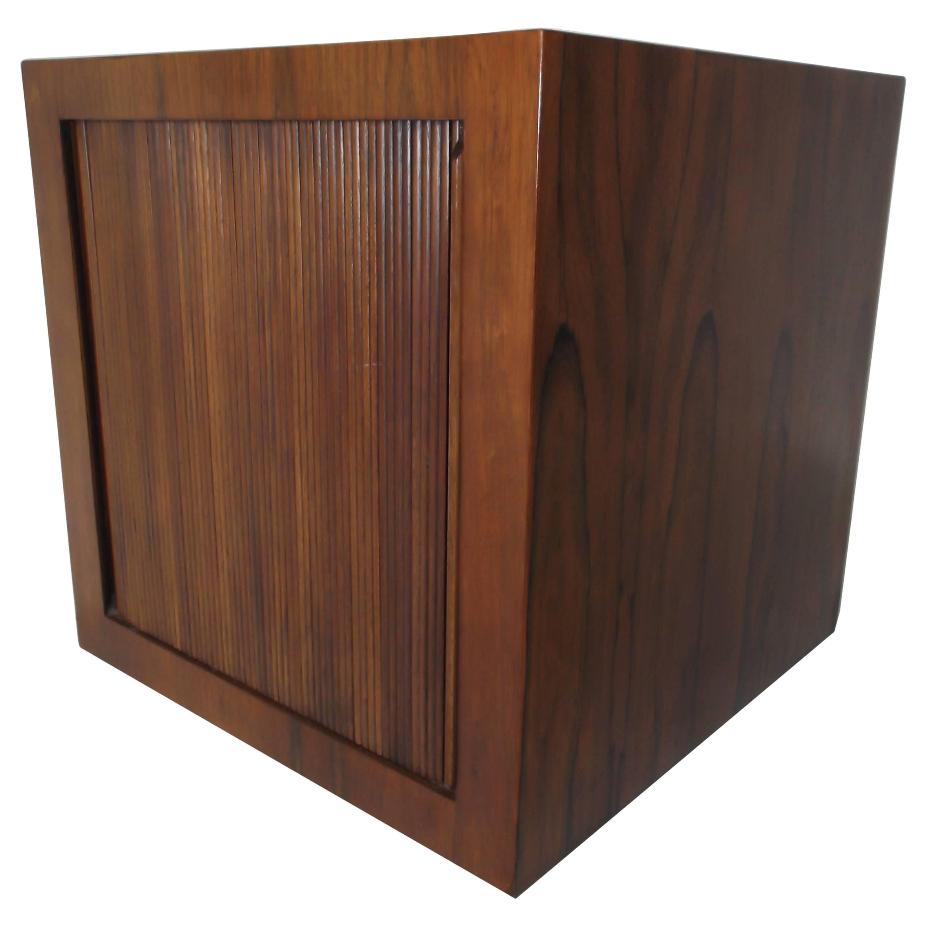 Manner of Harvey Probber Rosewood Cube Rolling Bar Cart Cabinet