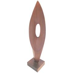Modernist Teak Abstract Sculpture 1973 1