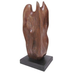 Abstract Carved Wood Sculpture Titled “Eternal Flame” by Skolnikoff, 1967
