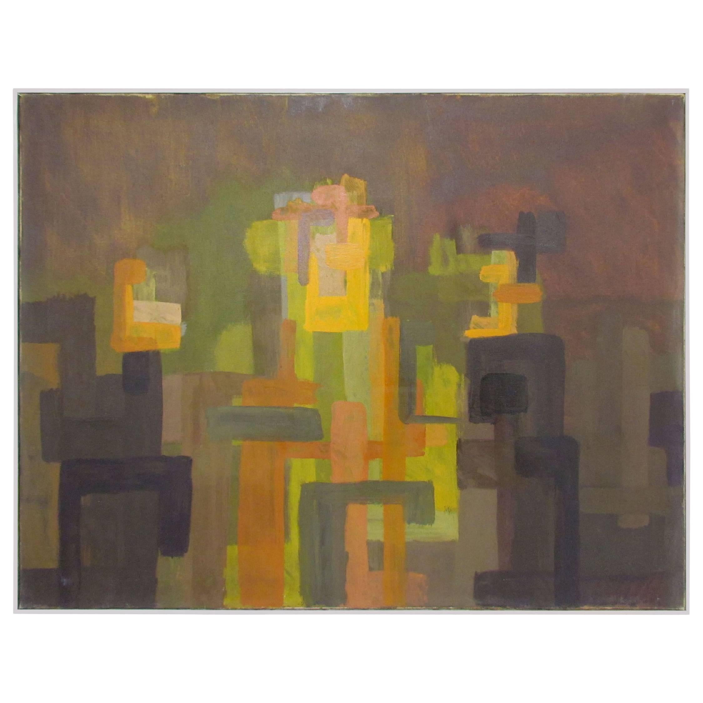 Abstract Symbolist Oil Painting by Harold Mesibov, Dated 1953