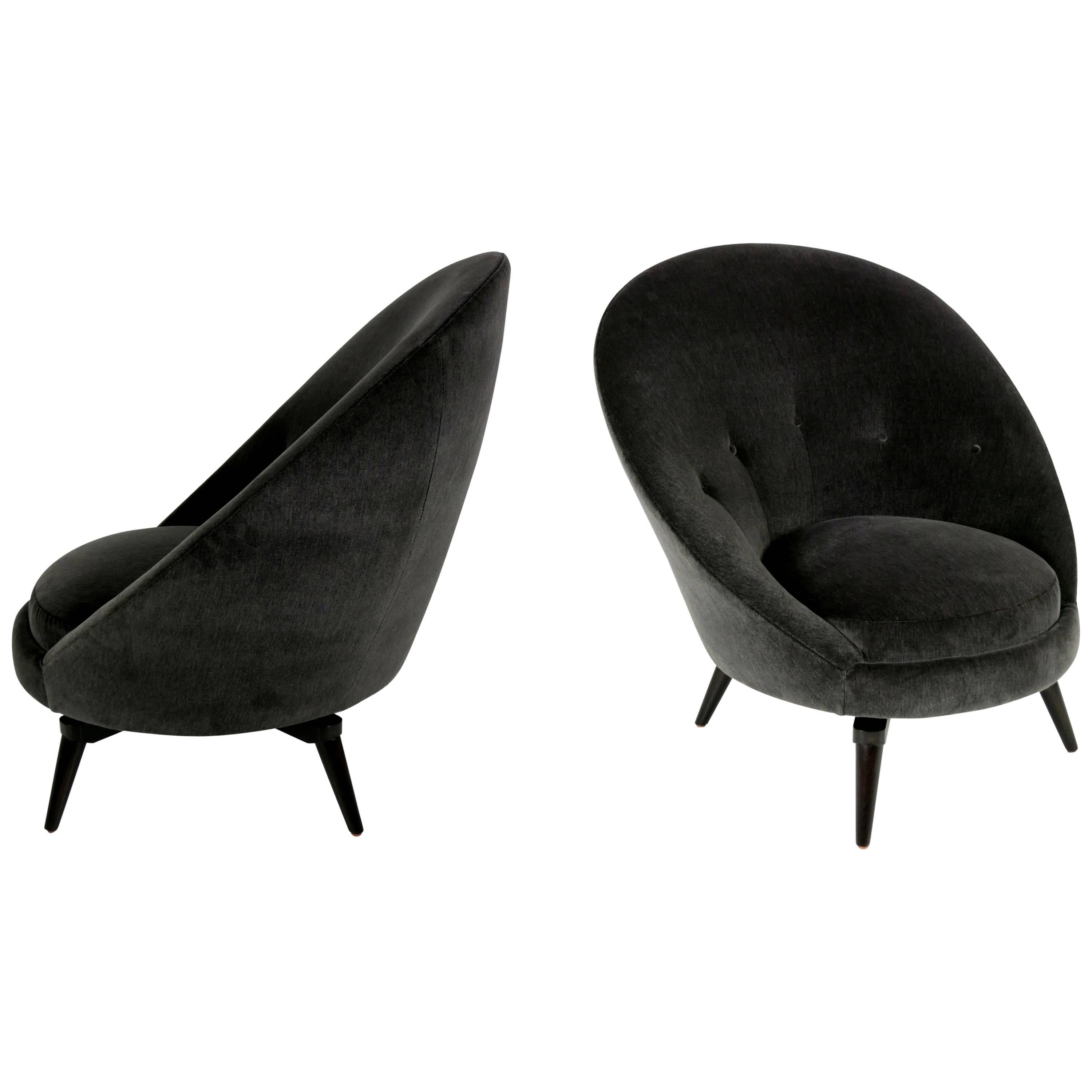 Pair of Royère Style Swivel Egg Chairs