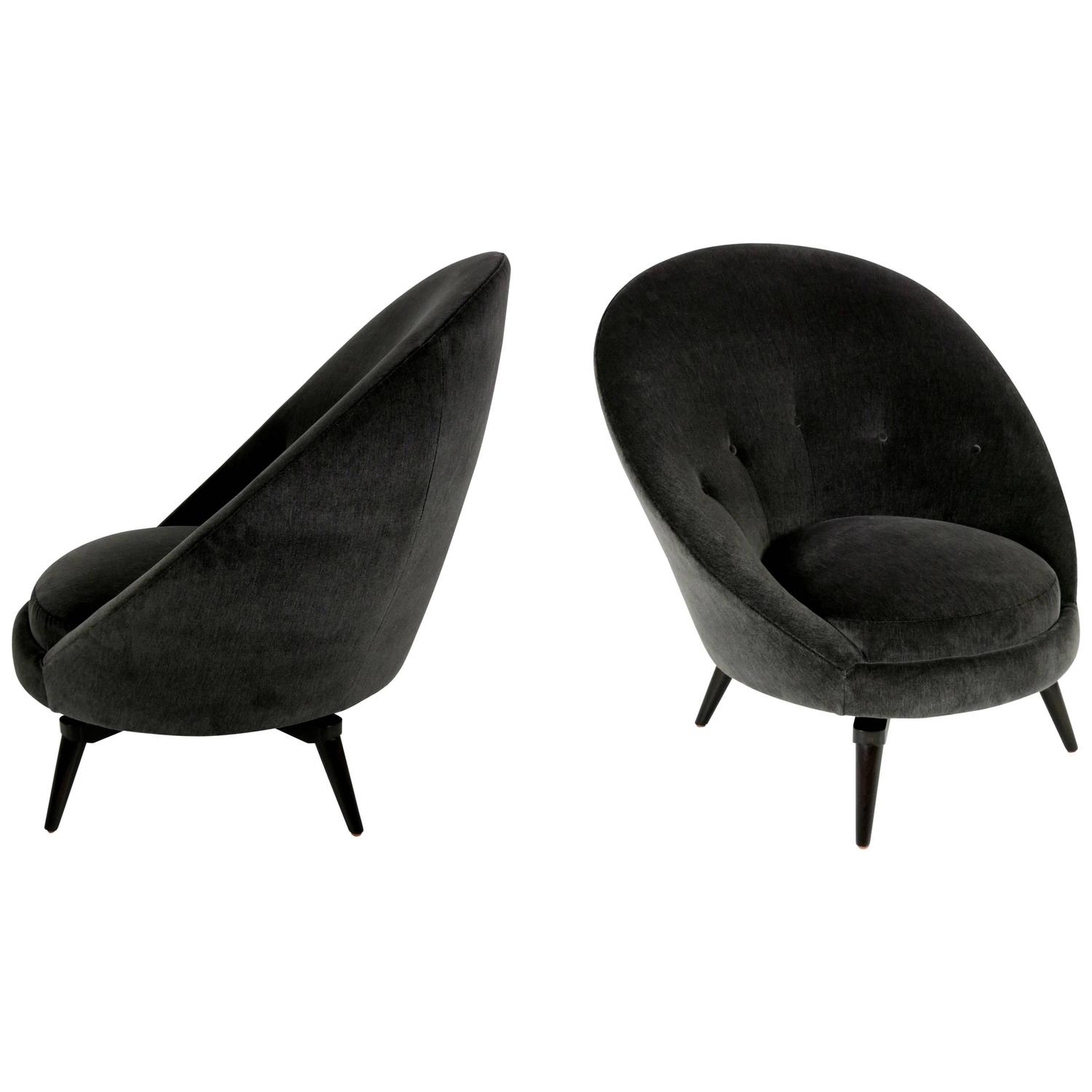 Pair of Royère Style Swivel Egg Chairs For Sale at 1stdibs