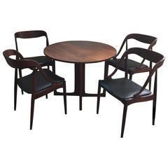 Danish Modern Game Table and Four Chairs, 1960s