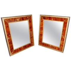Pair of 19th Century Églomisé Faux Wood Grain Frames with Mirrors 4
