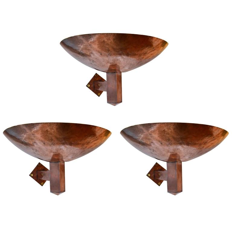 Art Deco Copper Wall Uplighter Sconces For Sale at 1stdibs