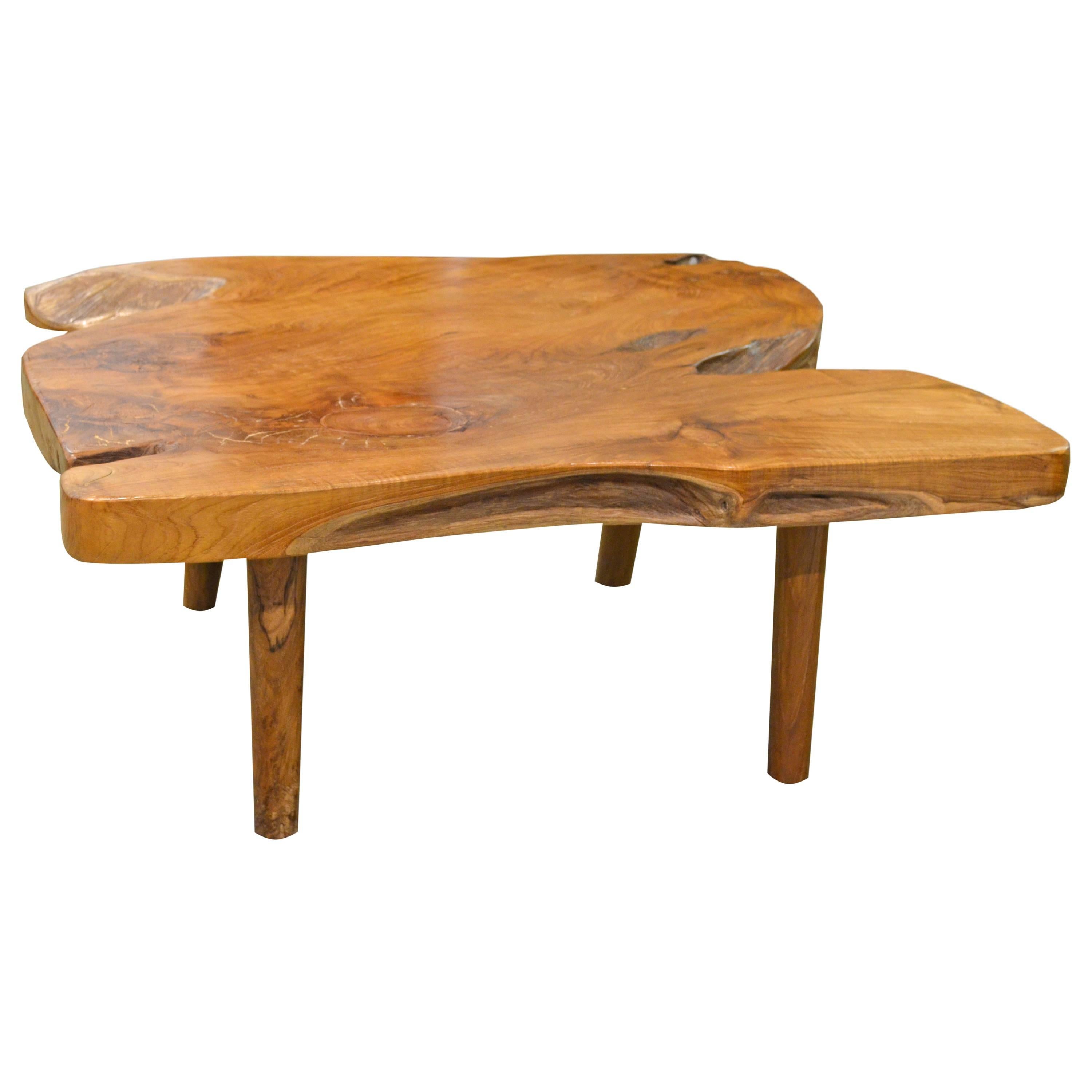 Mid-Century Style Organic Teak Wood Coffee Table or Side Table