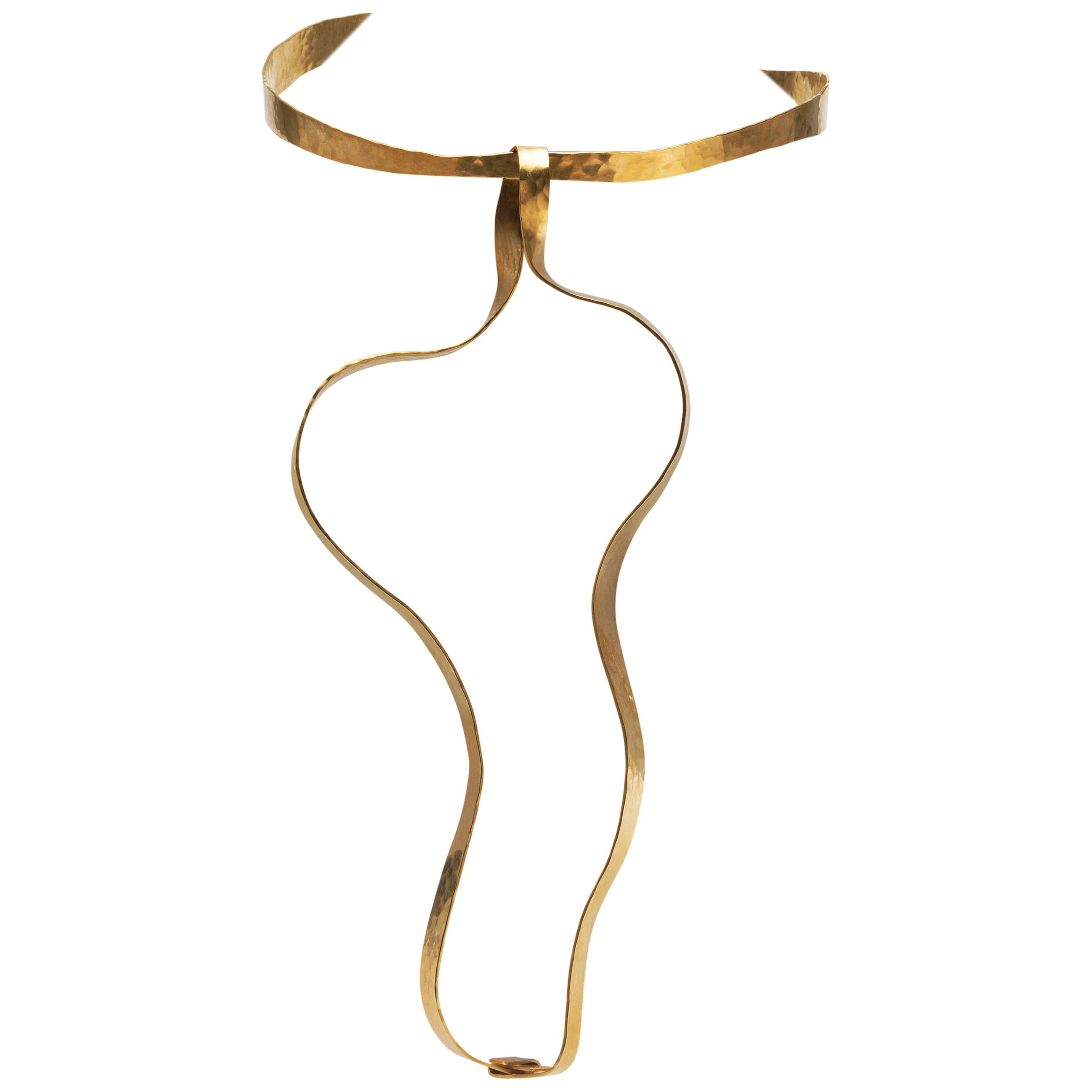 Large Gold Necklace "Waves" by Jacques Jarrige