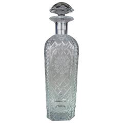 French Glass Spirit Decanter and Stopper, Brilliant Cut with Cable Corners