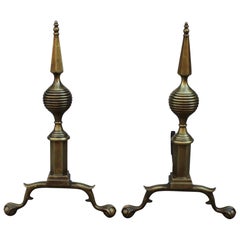 1940s Art Deco Brass Andirons