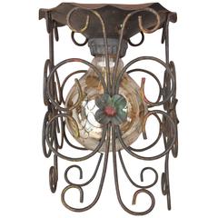 1920s Wrought Iron Ceiling Mount Fixture