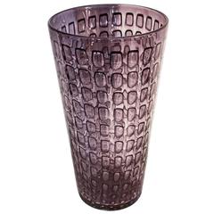 Venetian Glass Vase with Controlled Rectangle Bubbles, 1970s