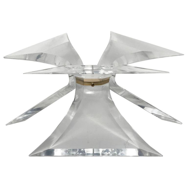 Tripod Lucite Coffee Table Base By Lion In Frost With Br Center Tripod Lucite Coffee Table Base By Lion In Frost With Br Center For