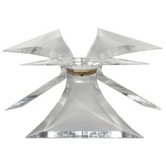 Tripod Lucite Coffee Table Base by Lion in Frost with Brass Center 12
