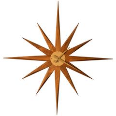 Mid-Century Walnut Starburst Clock