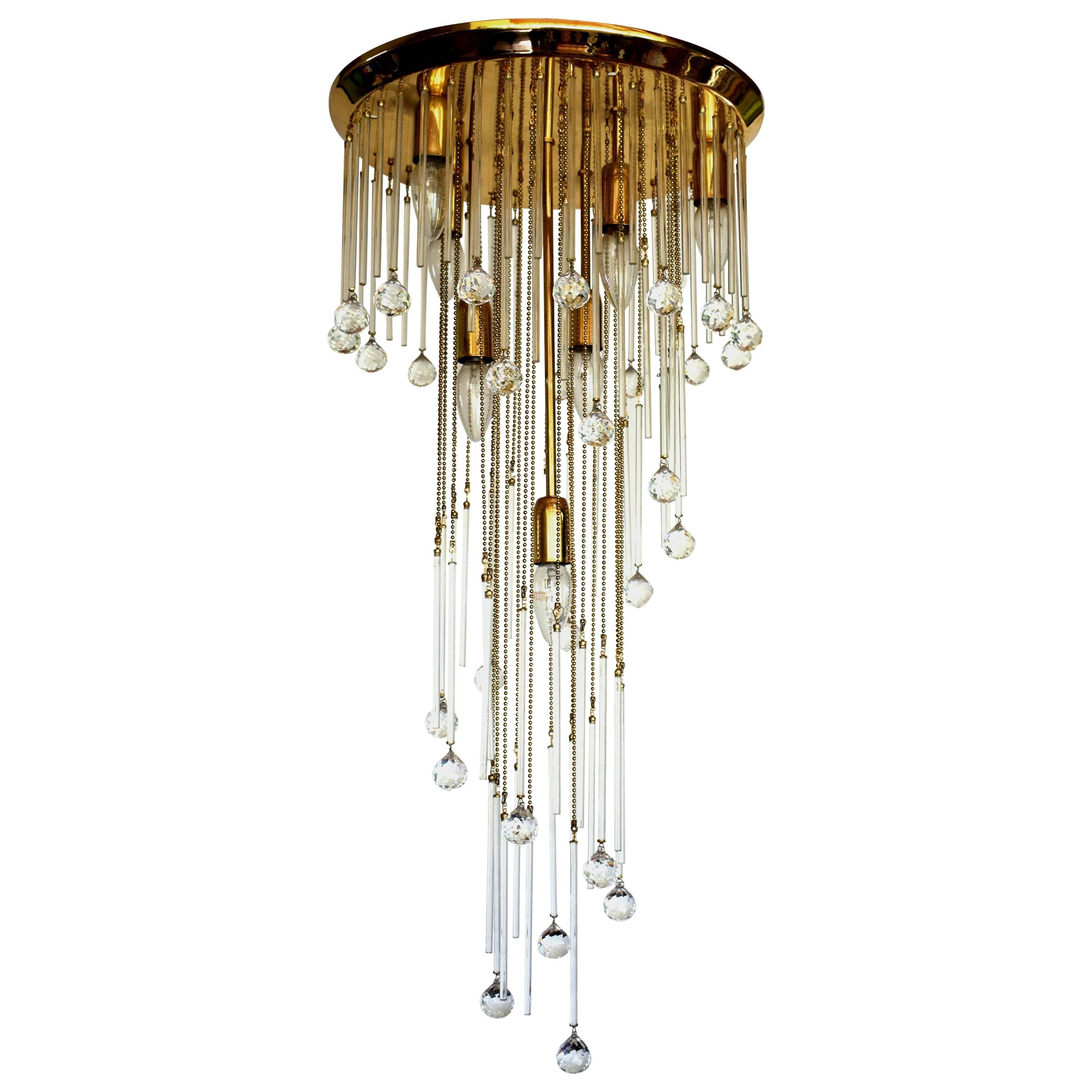 Exquisite Palwa Ernst Palme Crystal Balls Spiral Chandelier, 1970s For Sale
