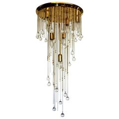 Exquisite Palwa Ernst Palme Crystal Balls Spiral Chandelier, 1970s